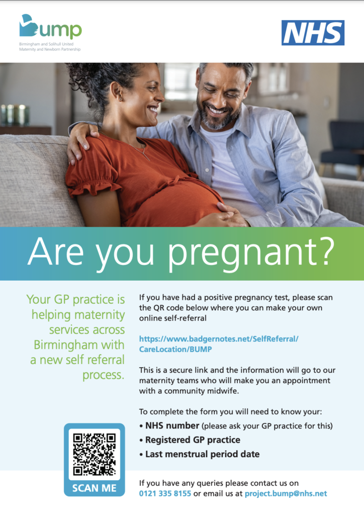 if you have just had a positive pregnancy test please use the QR code on this poster to go to an online referral form