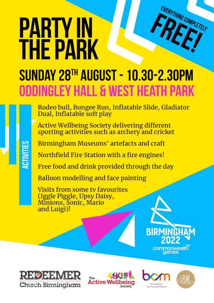 party in the park information poster