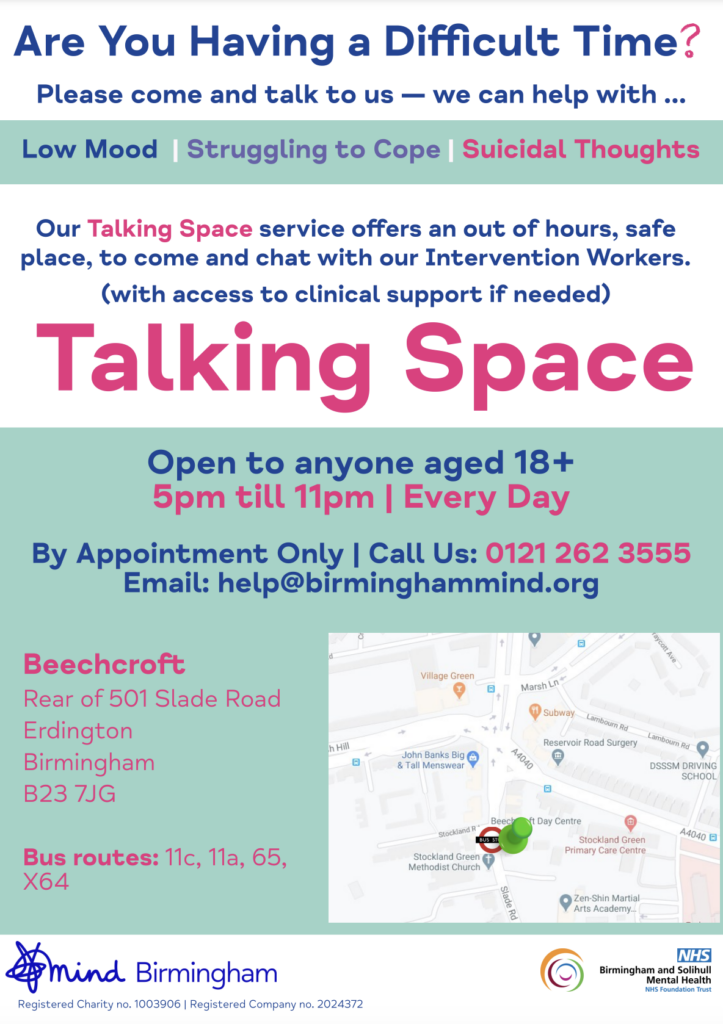 talking spaces - mental health support poster