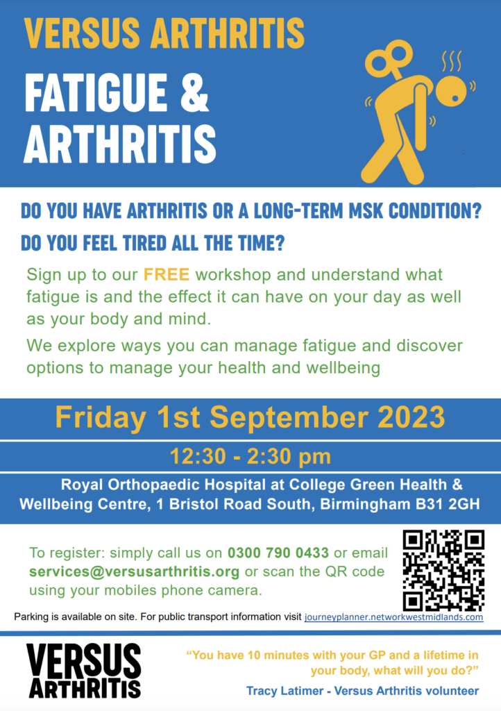 fatigue and arthritis workshop poster